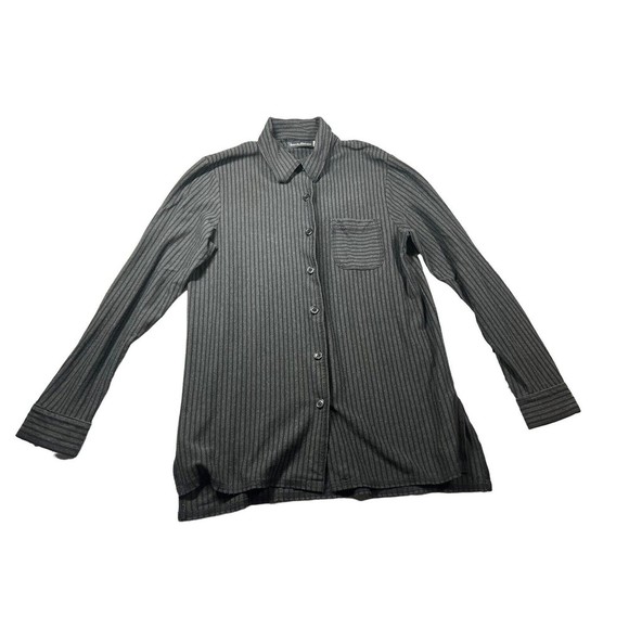 Diane Von Furstenberg DVF Concepts Top Button Down Gray Striped Small Vintage - Picture 1 of 9